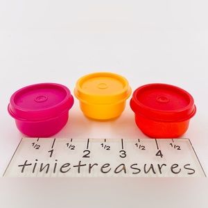 3 Tupperware 1oz Smidgets Pill Dressing Container Set Red Pink Tinietreasure